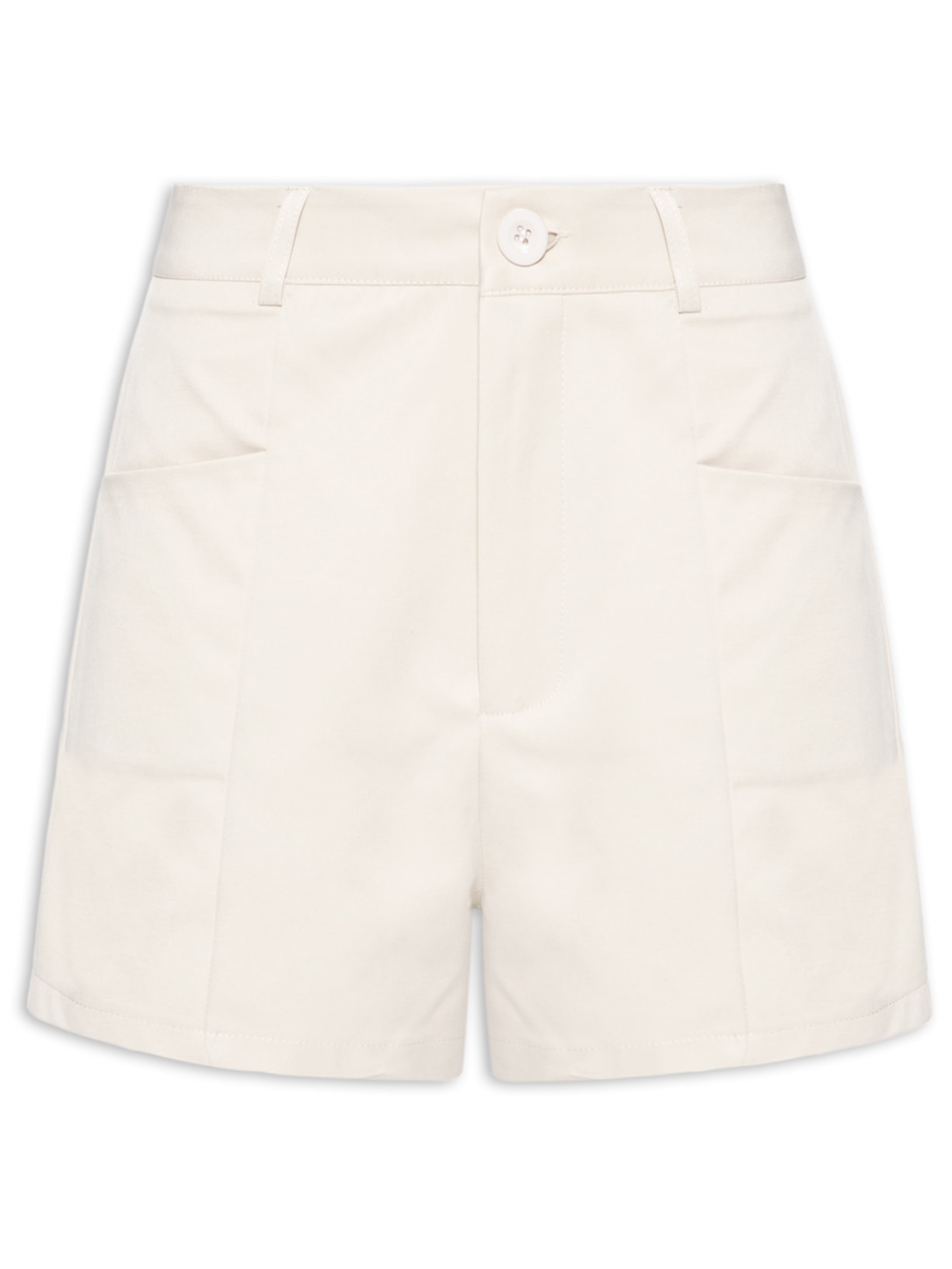 Short Feminino Reto Com Bolso Bege Basiq