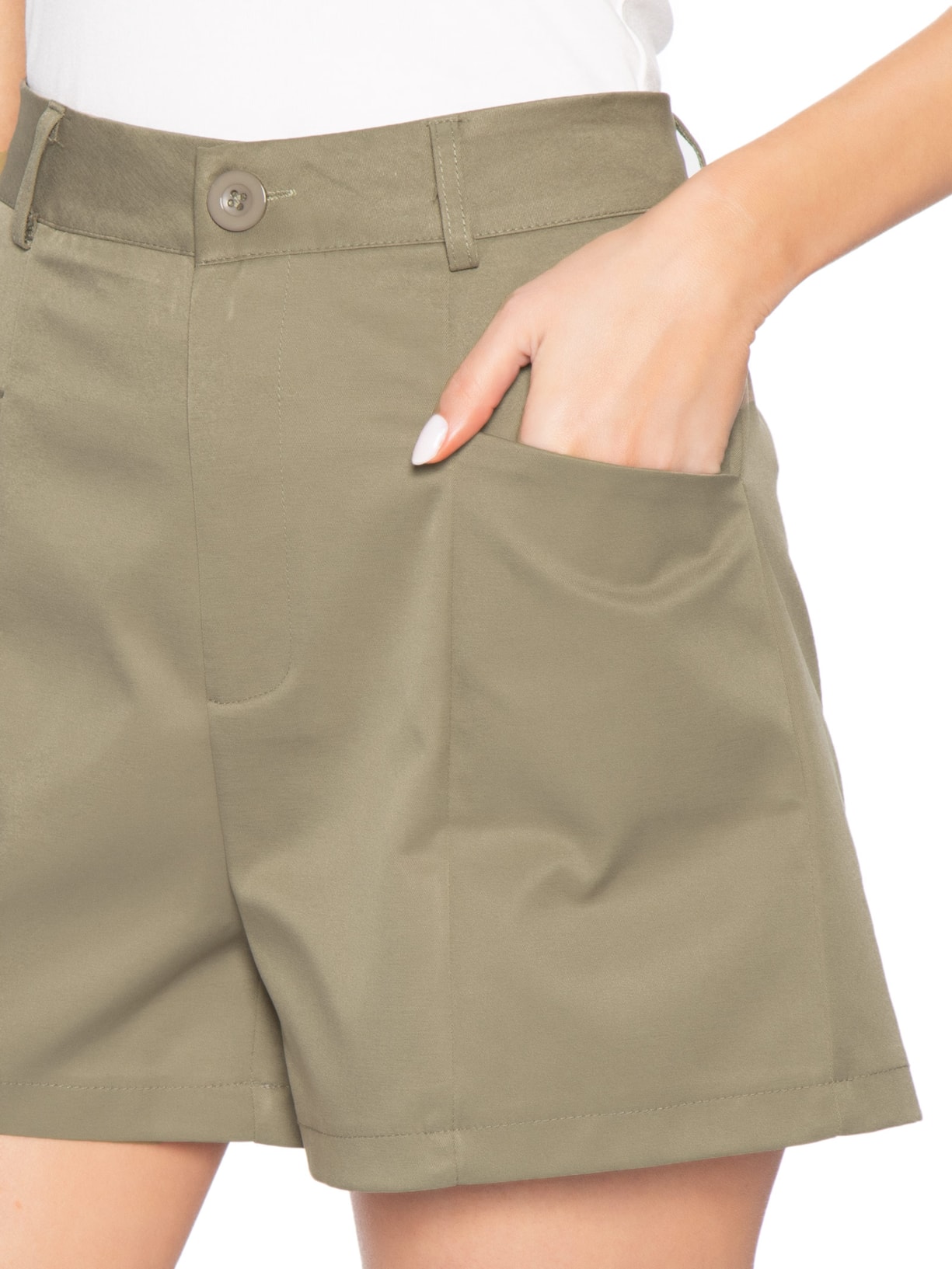 Short Feminino Reto Com Bolso Verde Basiq