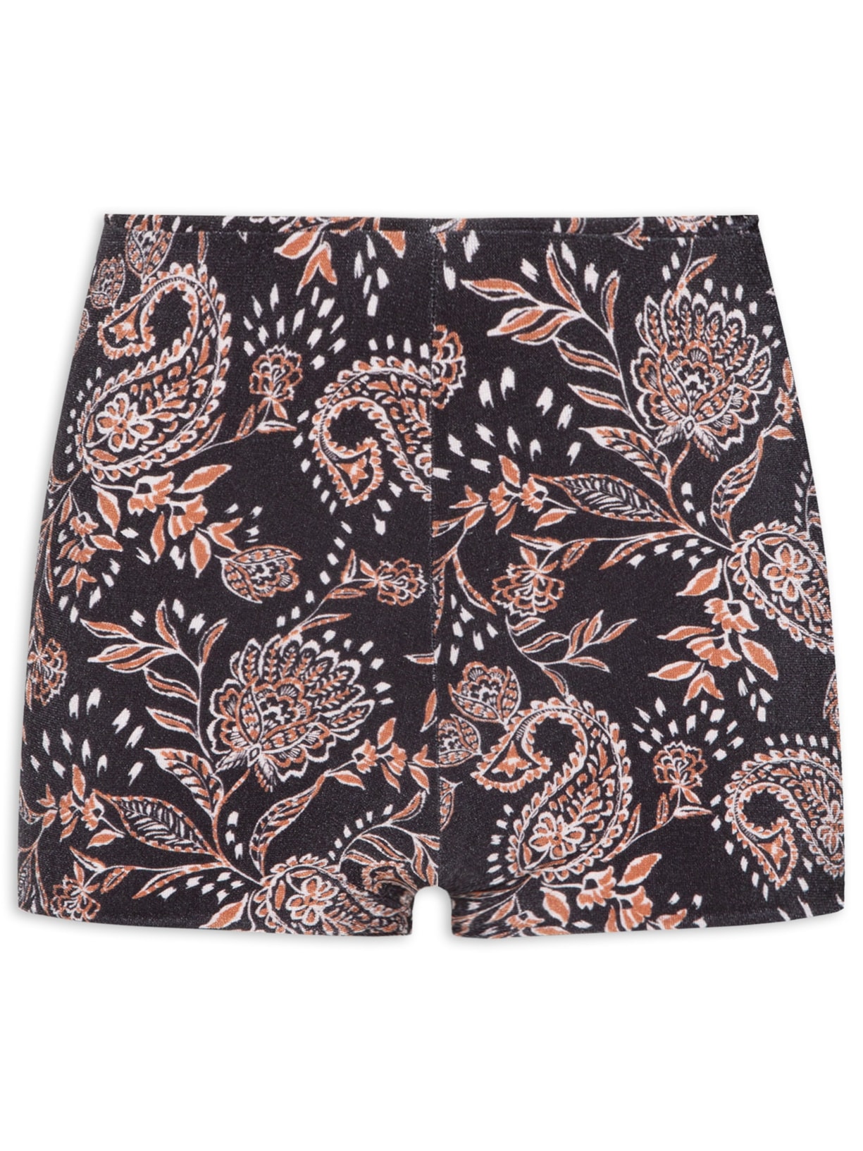 Short Feminino Retrô Estampado Paisley Marcela - Preto