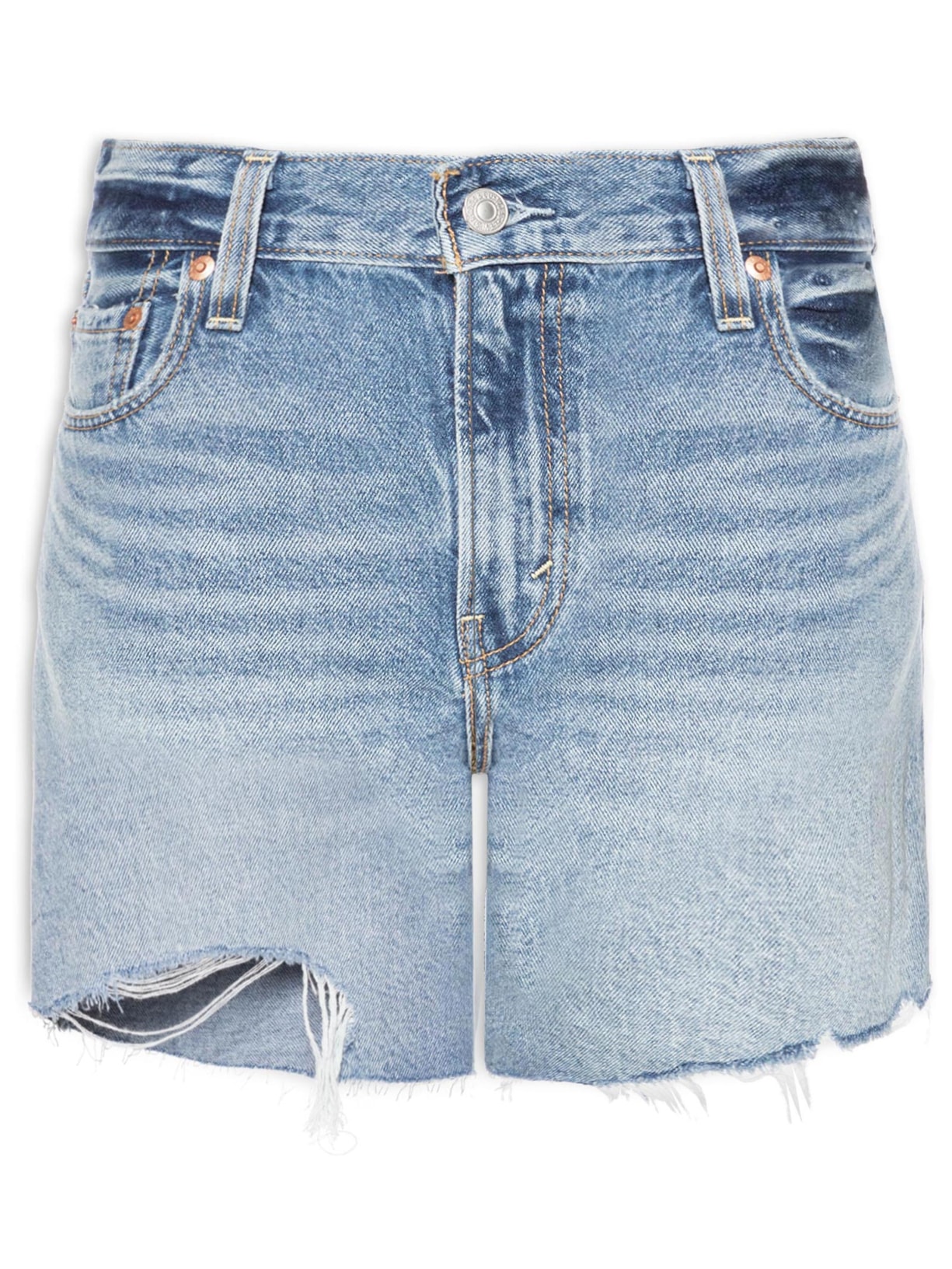 Short Feminino Ribcage Zip Azul Levi's