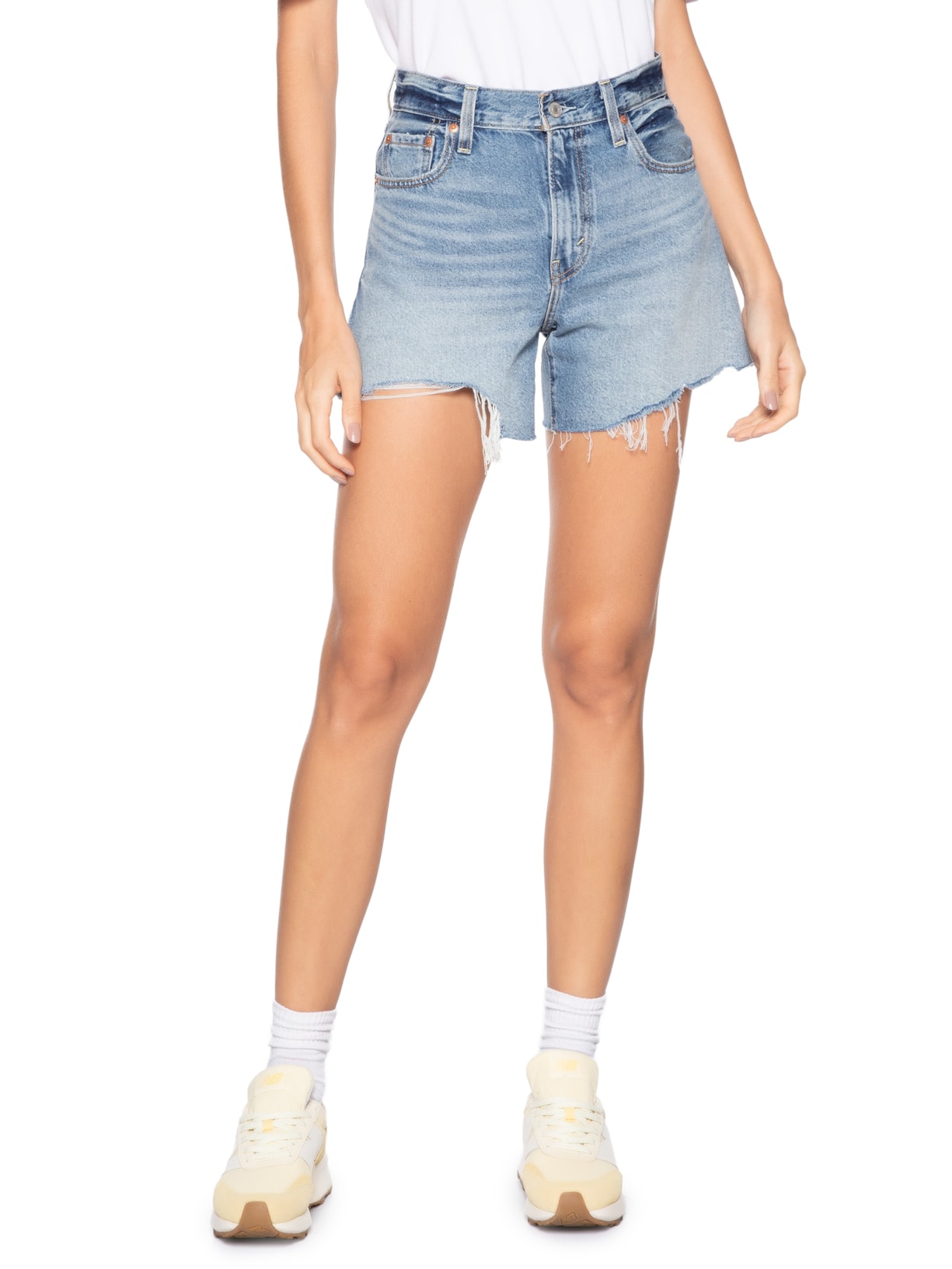 Short Feminino Ribcage Zip Azul Levi's