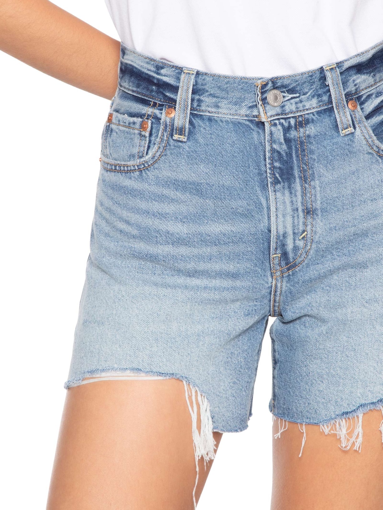Short Feminino Ribcage Zip Azul Levi's