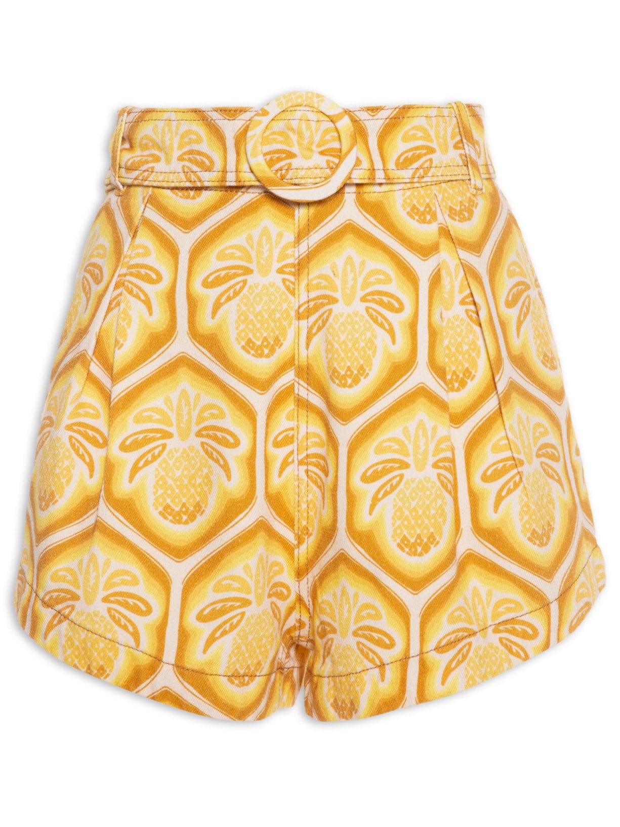 Short Feminino Sarja Abacaxi Cobogo Amarelo Farm