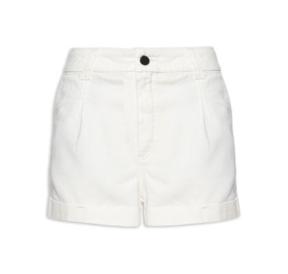Short Feminino Sarja Alfaiataria Barra Italiana - Branco