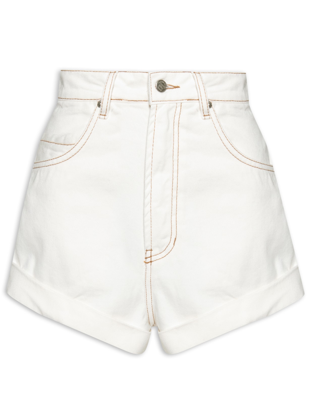 Short Feminino Sarja Bainha Dobrada Off - Branco