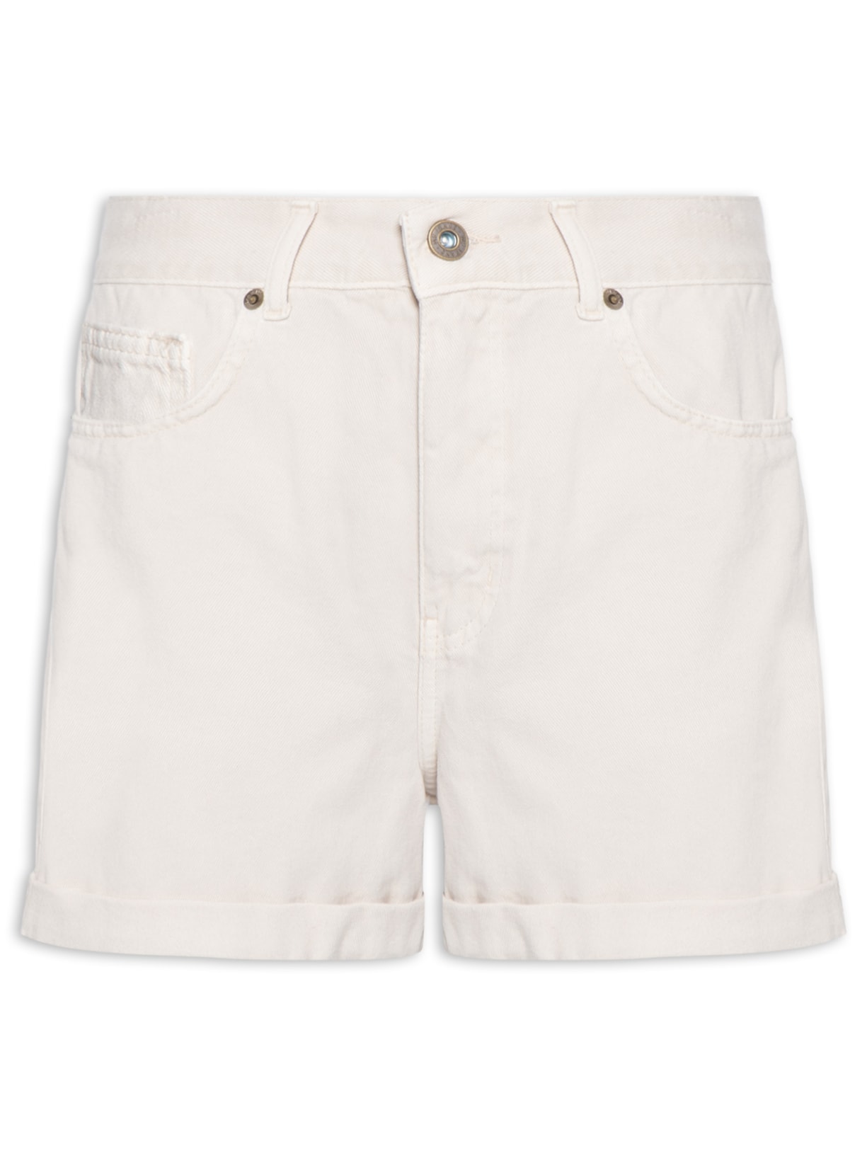 Short Feminino Sarja Barra Dobrada Off White Maria Filó