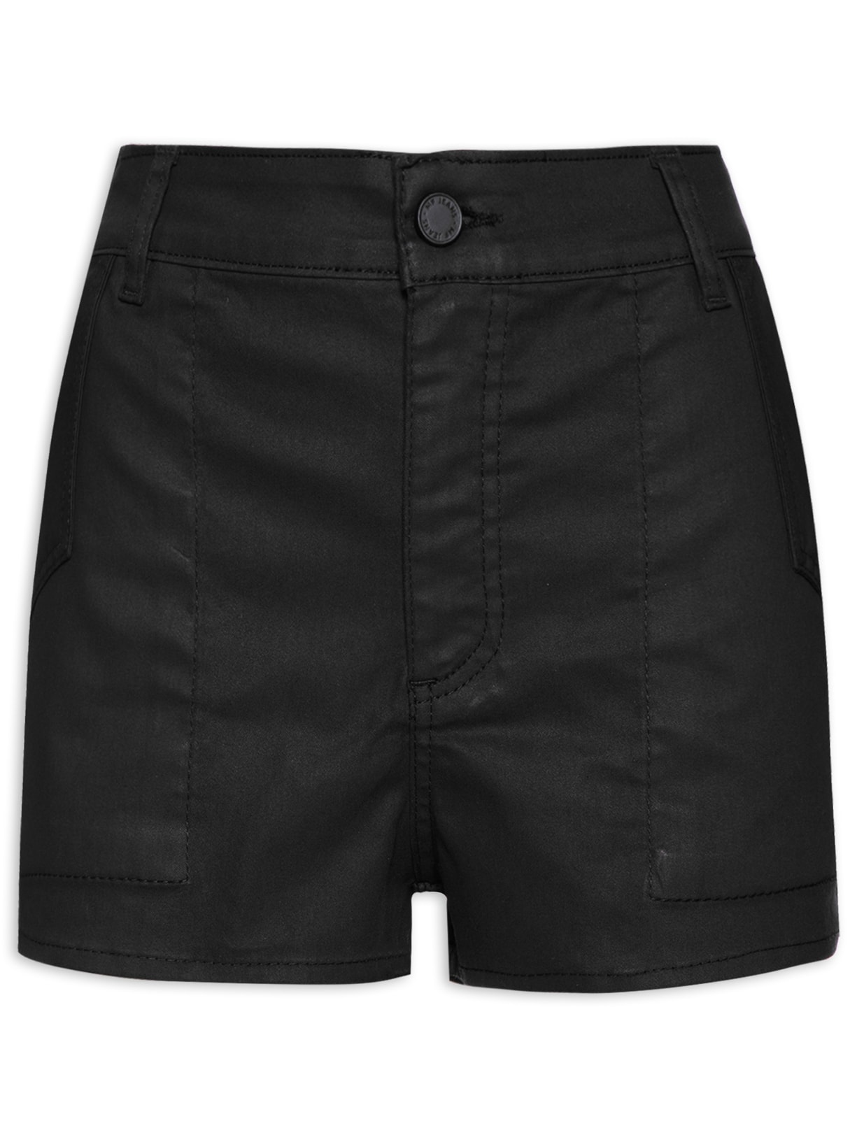 Short Feminino Sarja Bolsos Resinado - Preto