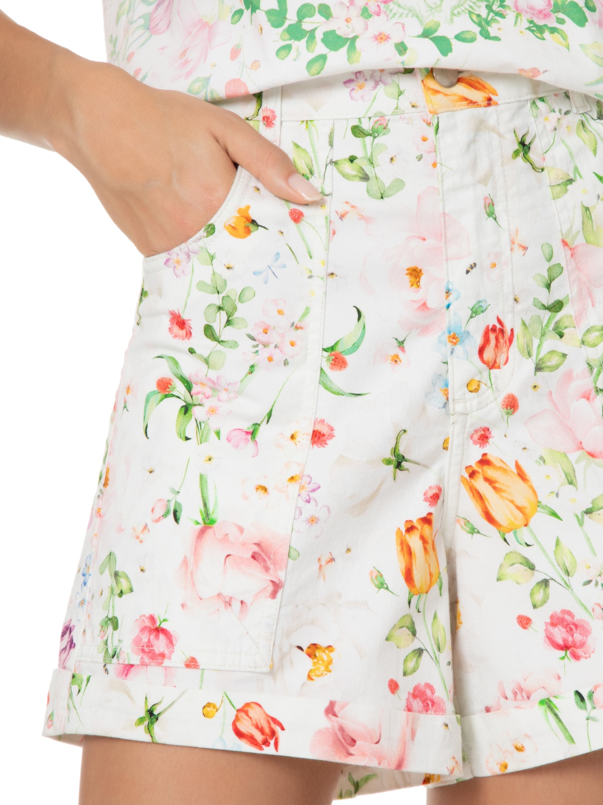 Short Feminino Sarja Bonheur Off White Mixed