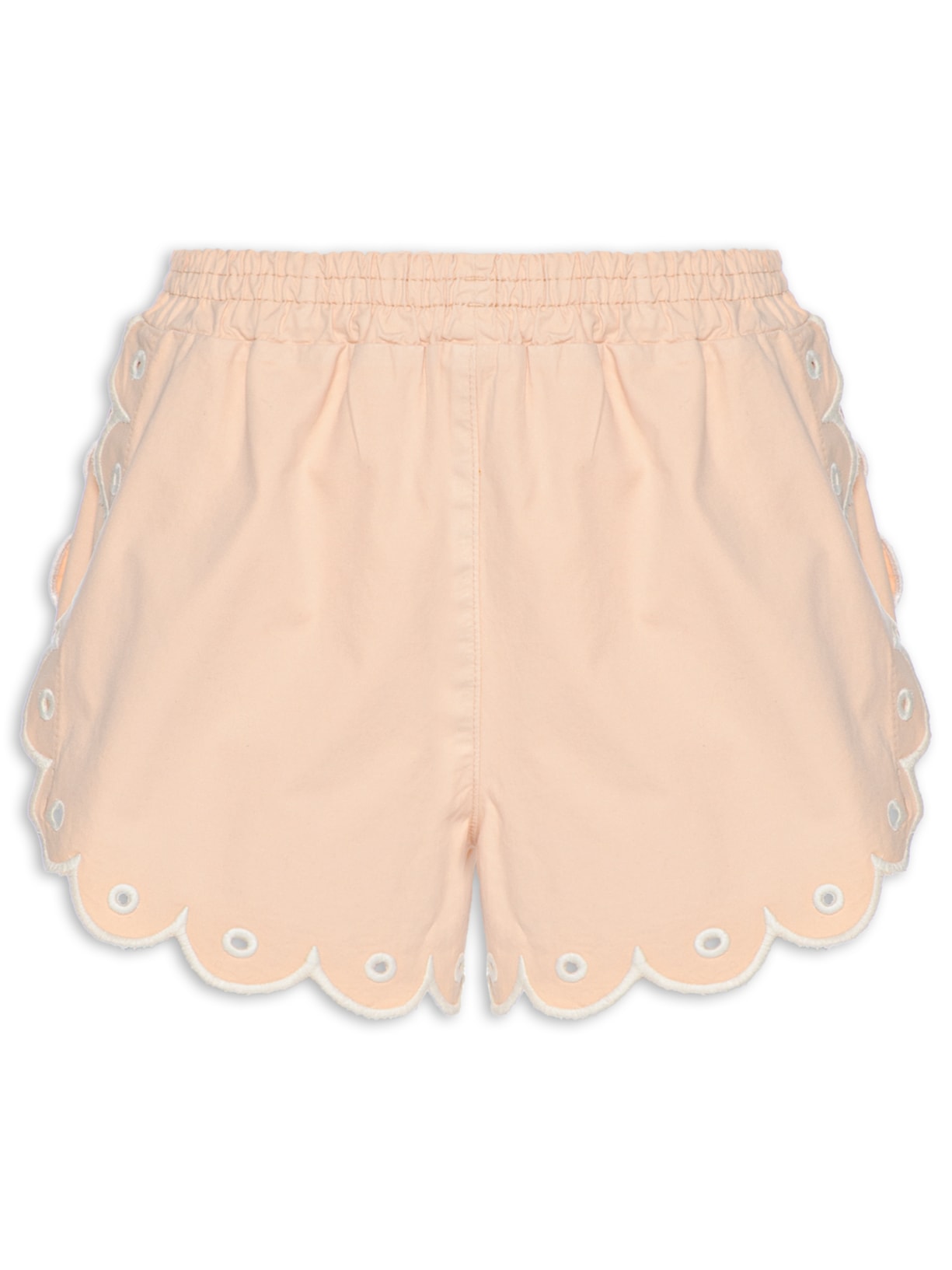 Short Feminino Sarja Bordado Richelieu Rosa Farm