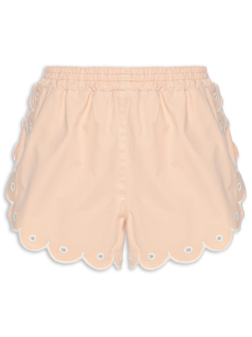 Short Feminino Sarja Bordado Richelieu - Rosa