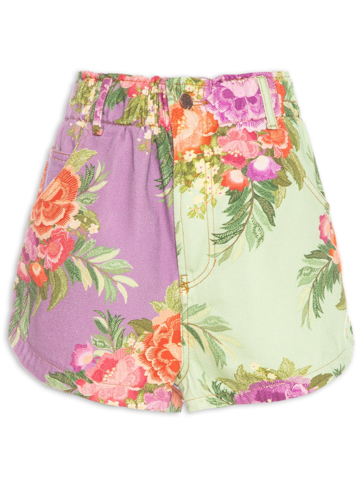 Short Feminino Sarja Bouquet De Verão - Verde