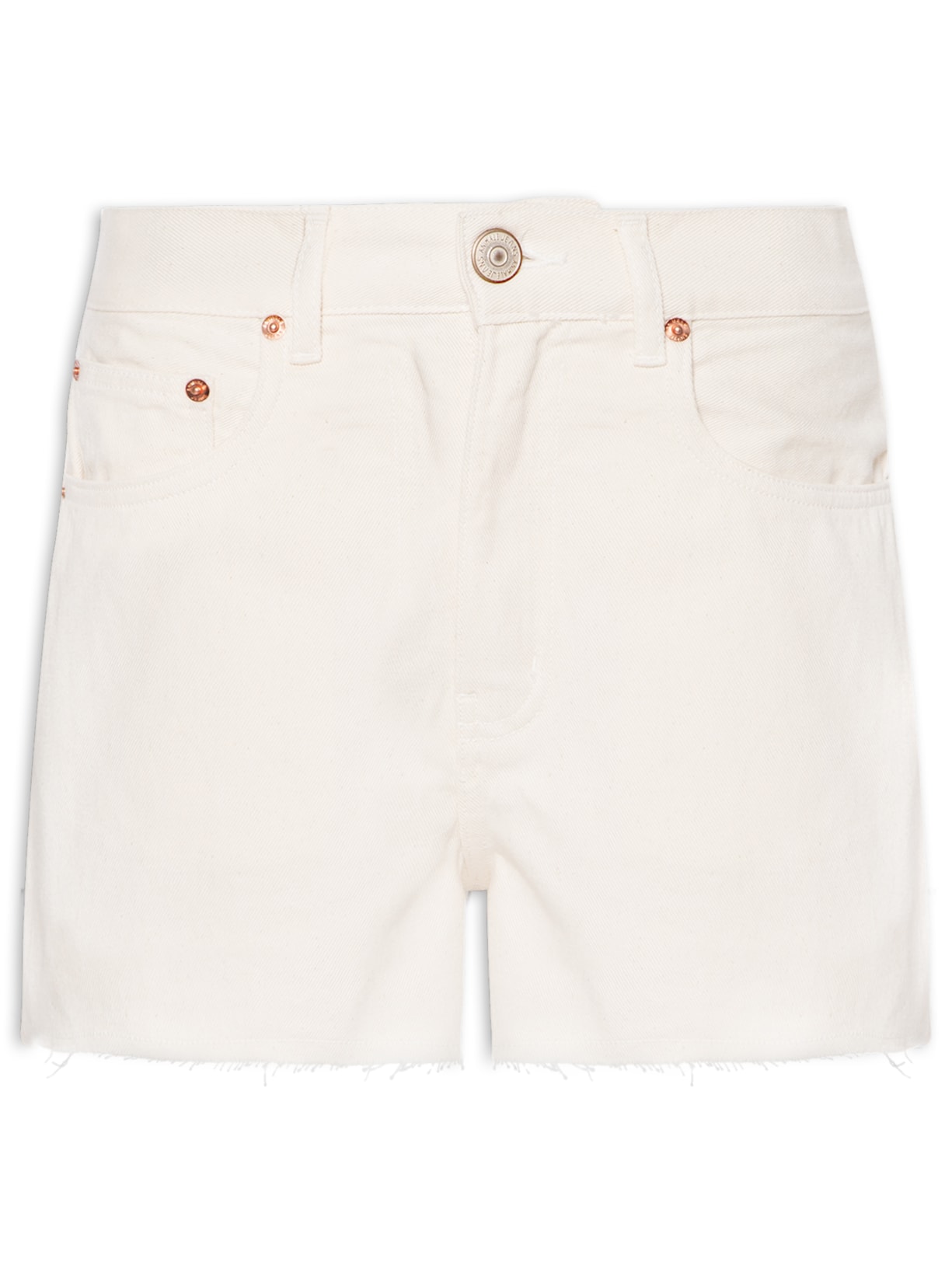 Short Feminino Sarja Box Barra A Fio Branco Animale Jeans