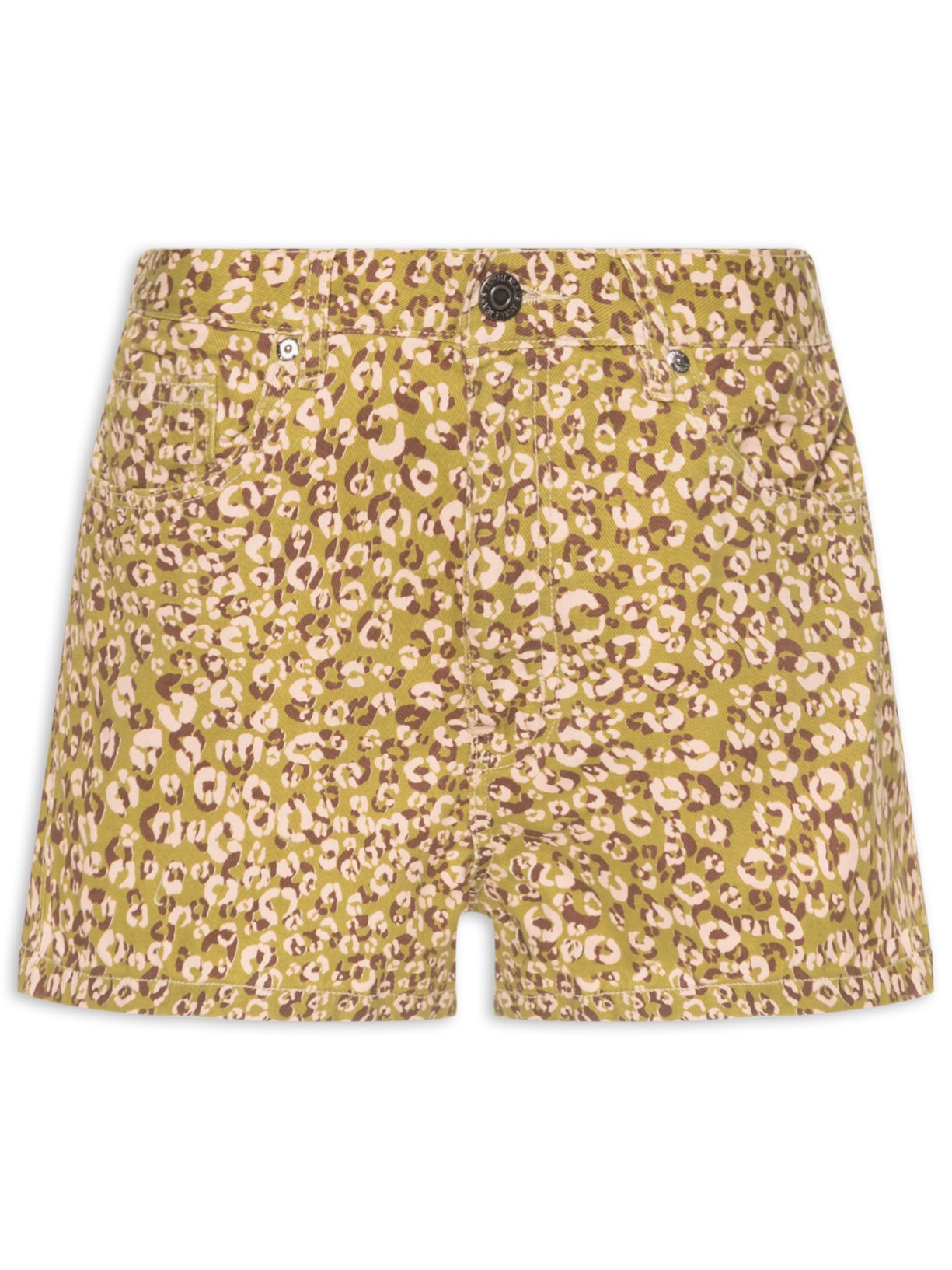 Short Feminino Sarja Box Estampa Onça Stoned - Verde