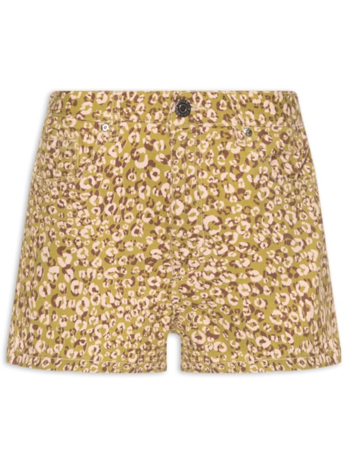 Short Feminino Sarja Box Estampa Onça Stoned - Verde