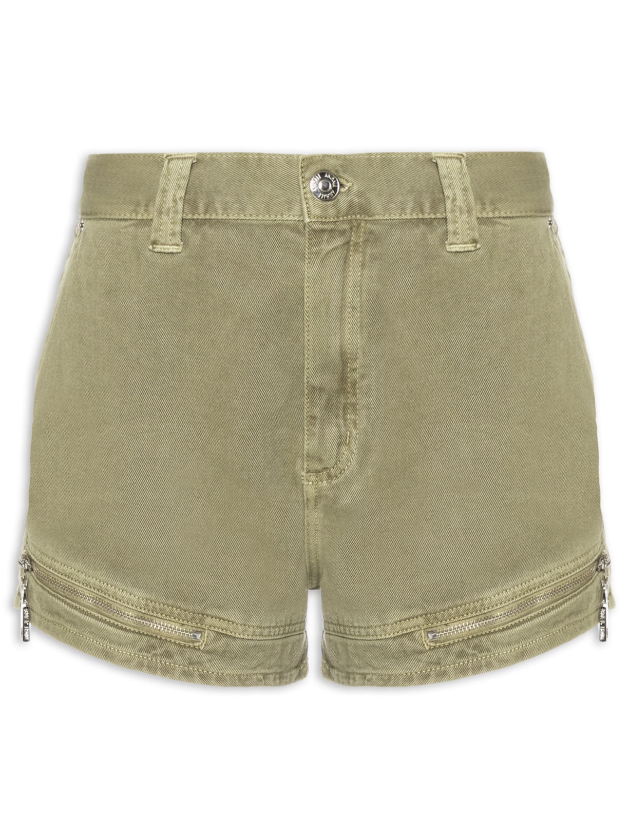 Short Feminino Sarja Boy Zíper E Lapelas Verde Animale Jeans