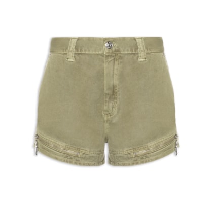 Short Feminino Sarja Boy Zíper E Lapelas - Verde