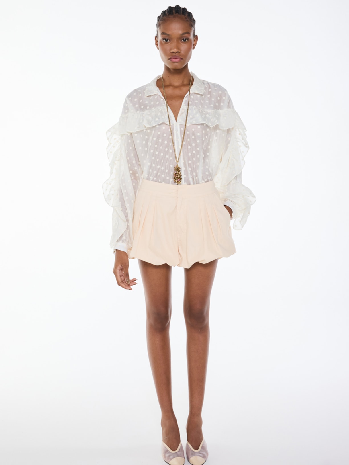 Short Feminino Sarja Bubble I26 Bege Mixed