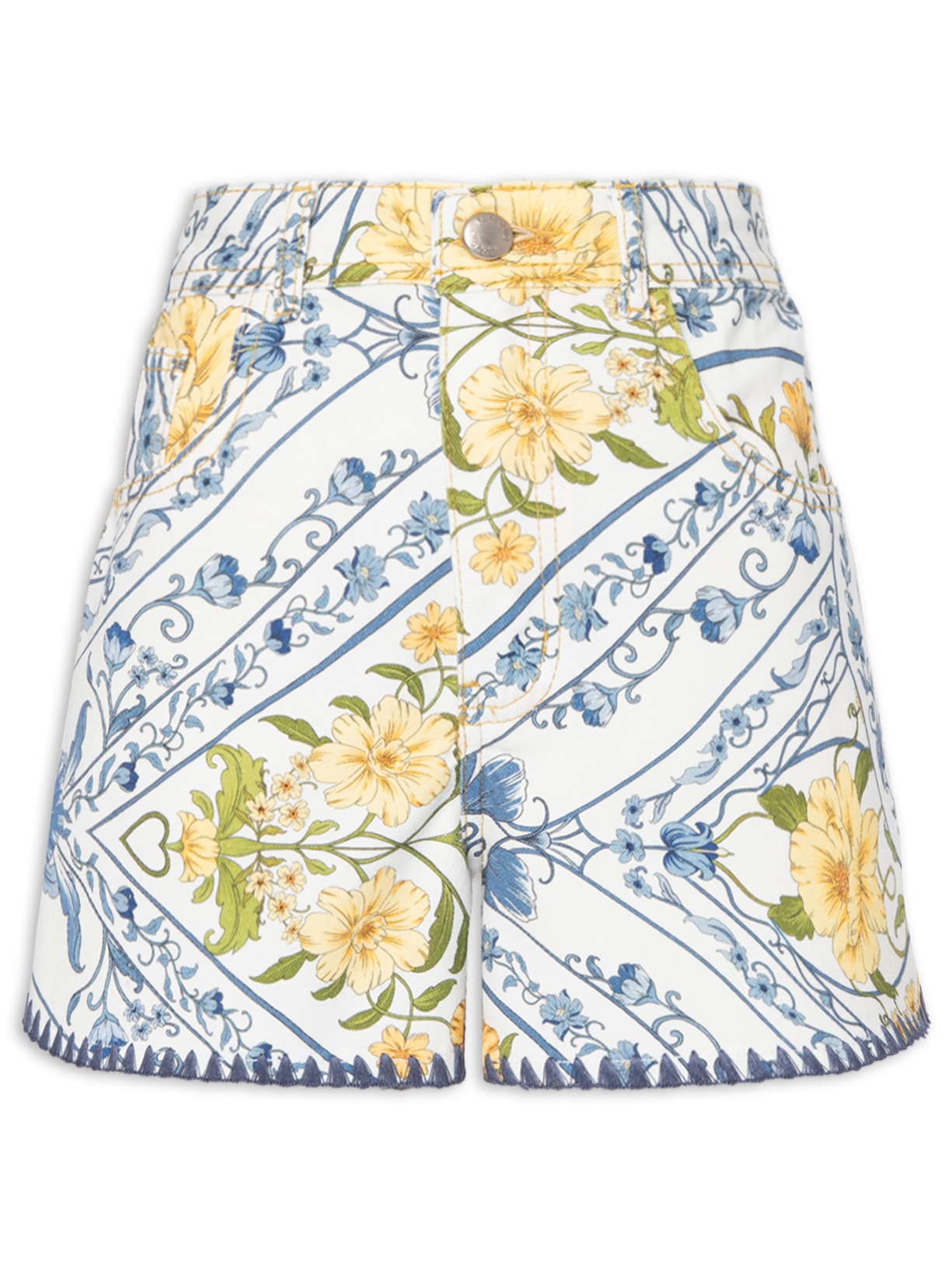 Short Feminino Sarja Coração Boho Azul Farm