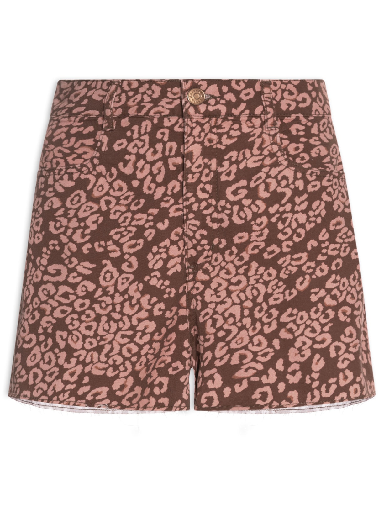 Short Feminino Sarja Estampa Felina - Marrom