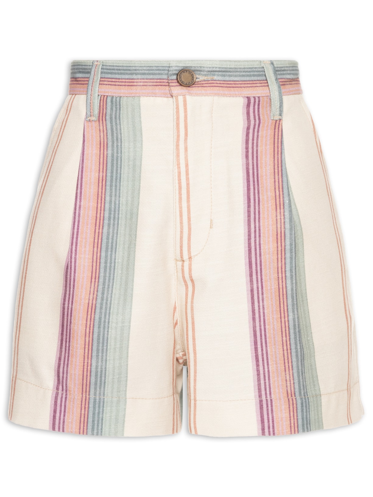 Short Feminino Sarja Estampa Listra Coloris - Bege