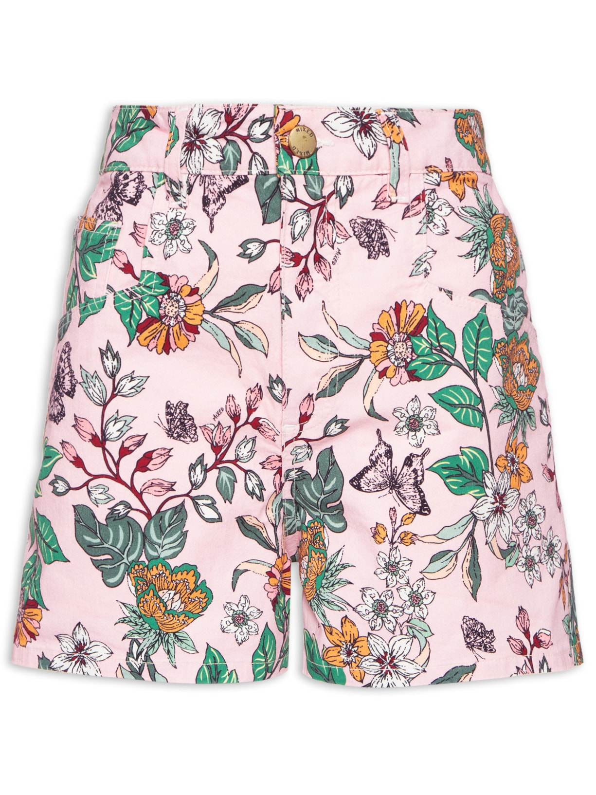 Short Feminino Sarja Farfalle - Rosa