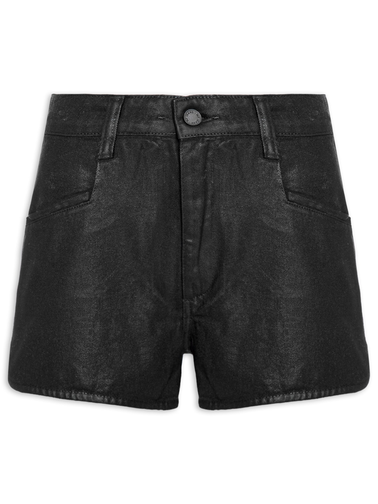 Short Feminino Sarja Fraldado Resinado - Preto