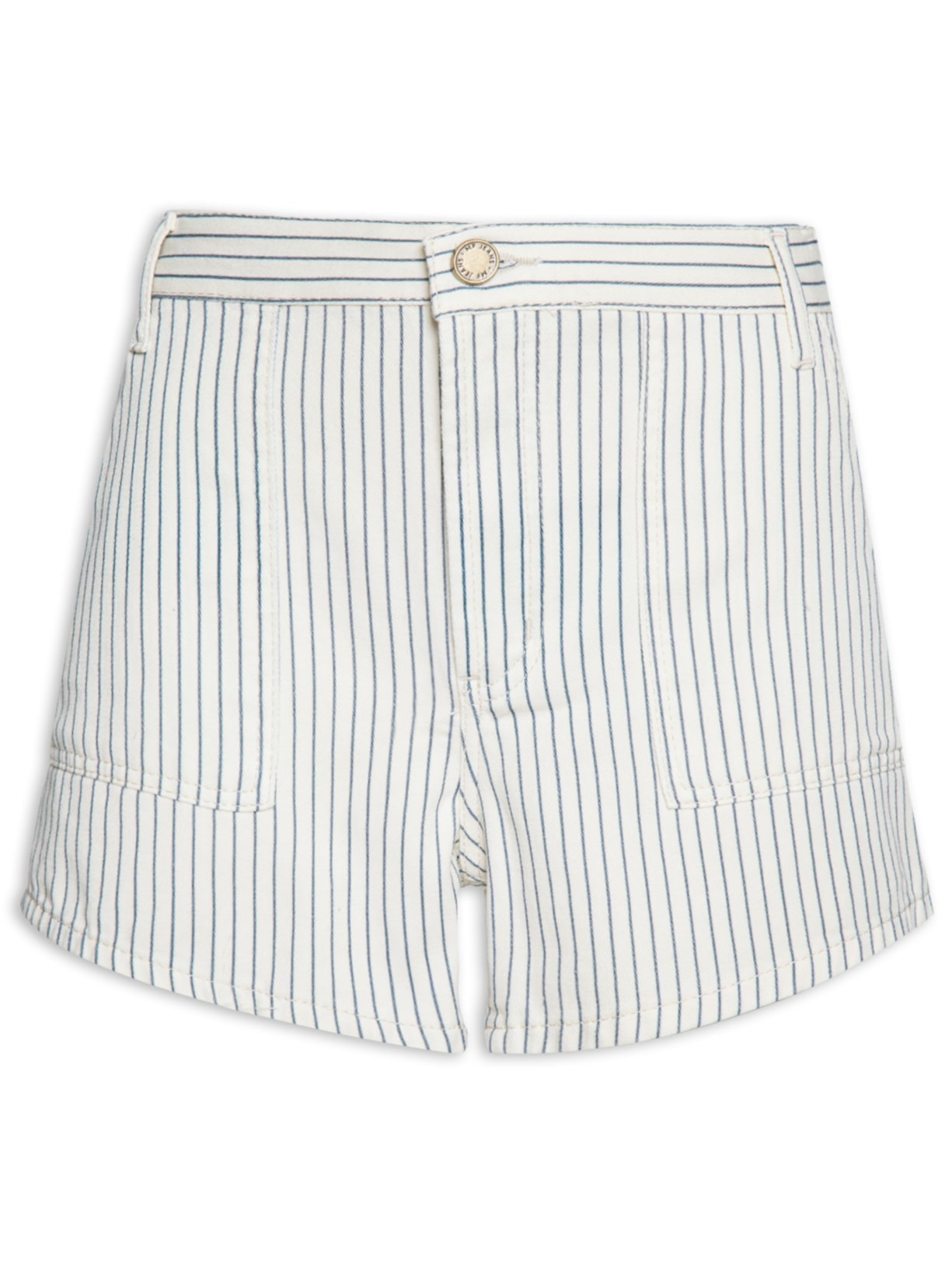 Short Feminino Sarja Listra Azul Luar - Off White