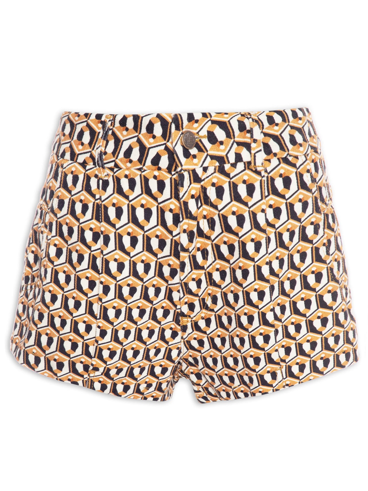 Short Feminino Sarja Mania De Caju - Marrom