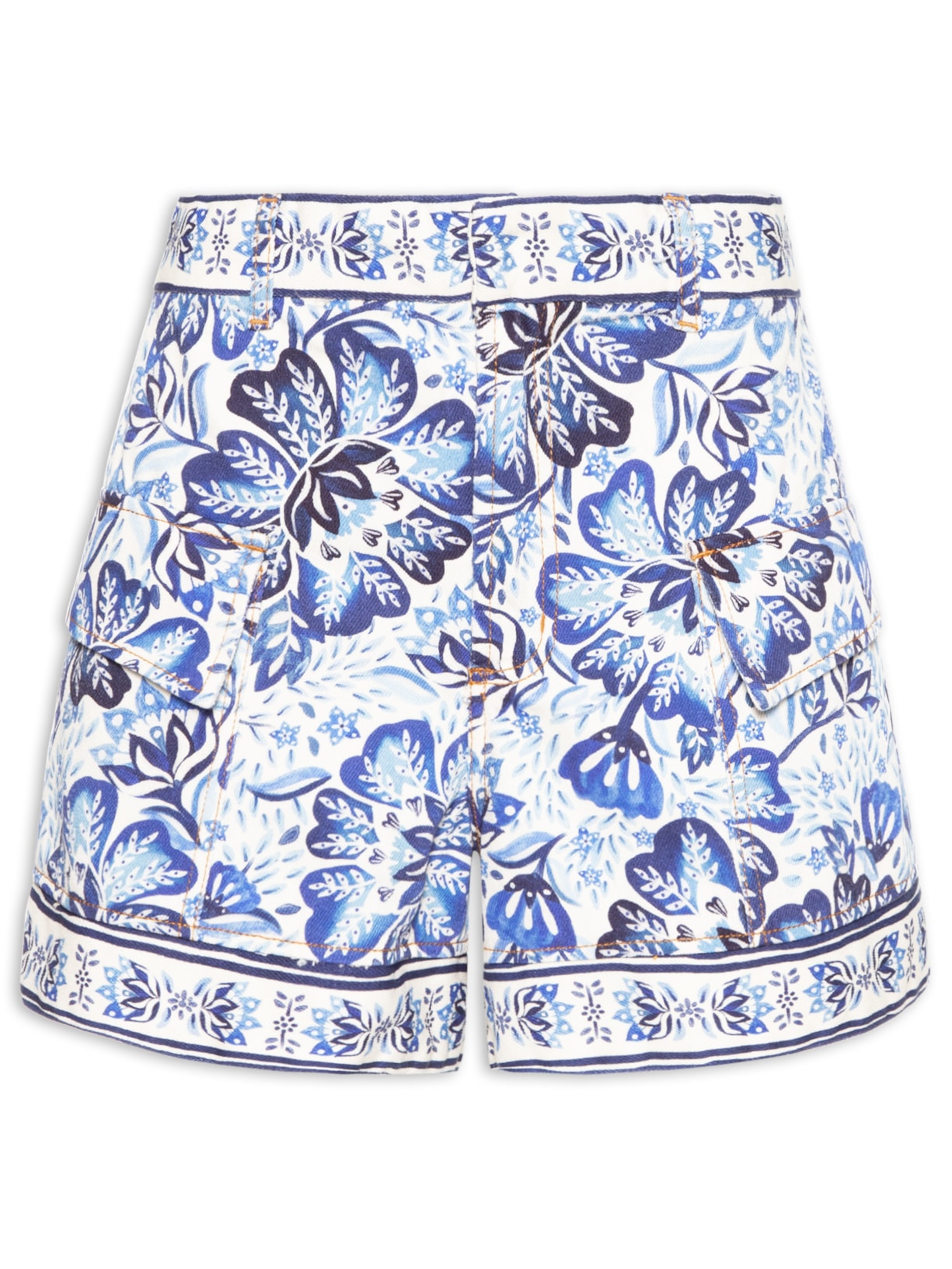 Short Feminino Sarja Paraíso de Flor - Branco
