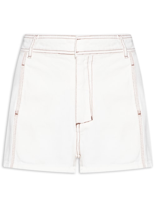Short Feminino Sarja Pespontos - Branco