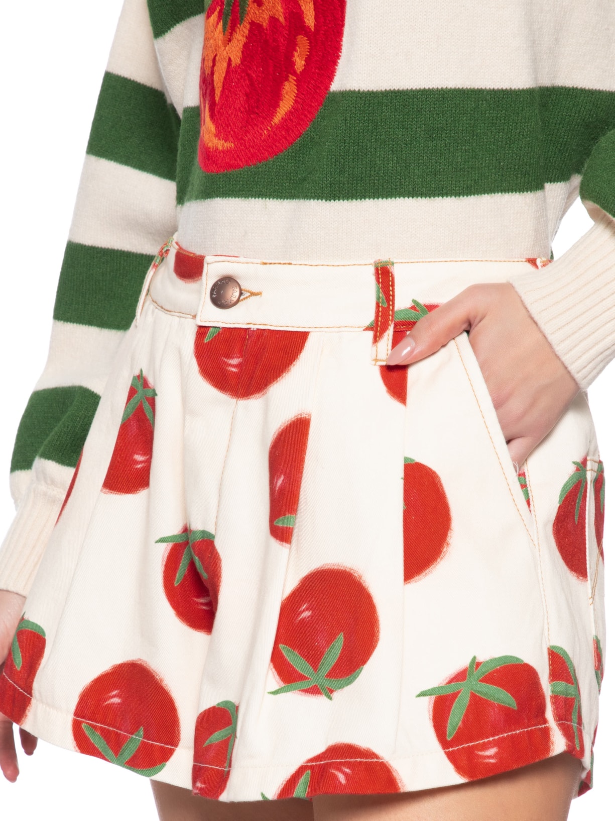 Short Feminino Sarja Tomatinhos Vermelho Farm
