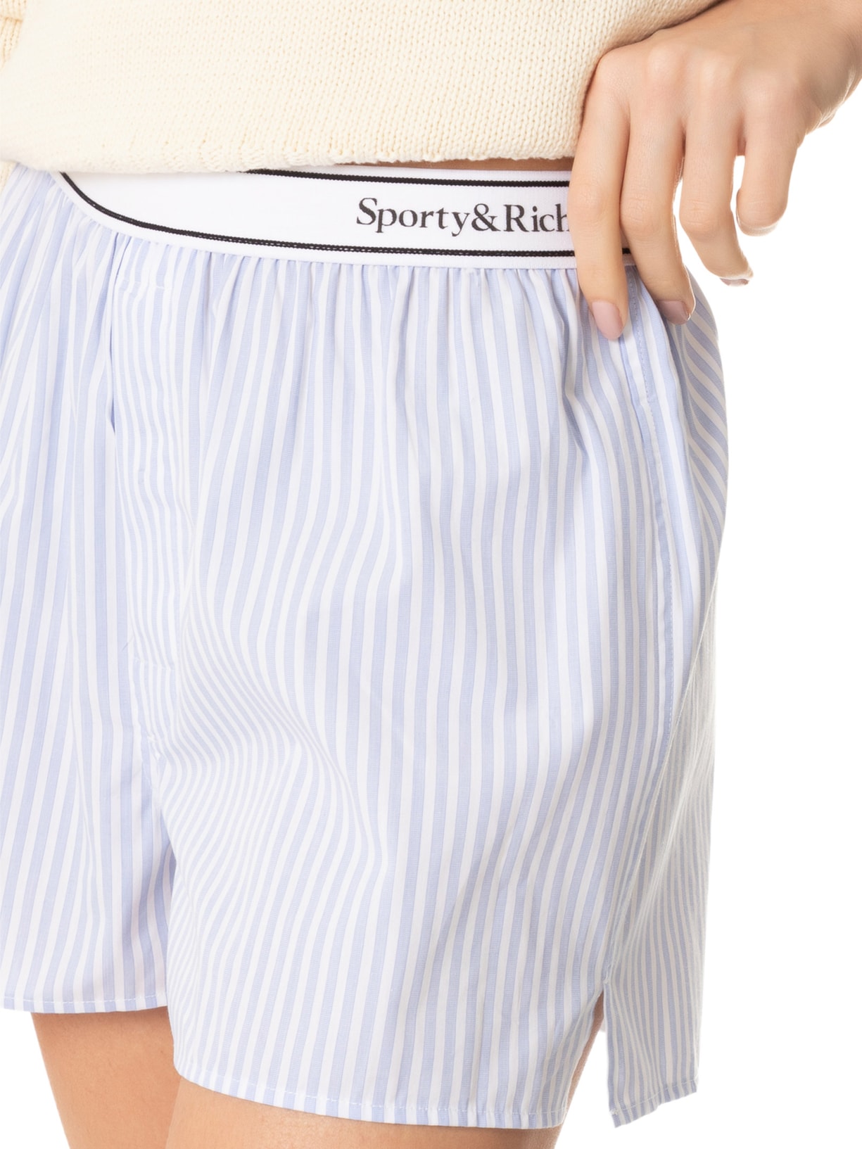 Short Feminino Serif Logo Boxer Azul  Sporty & Rich