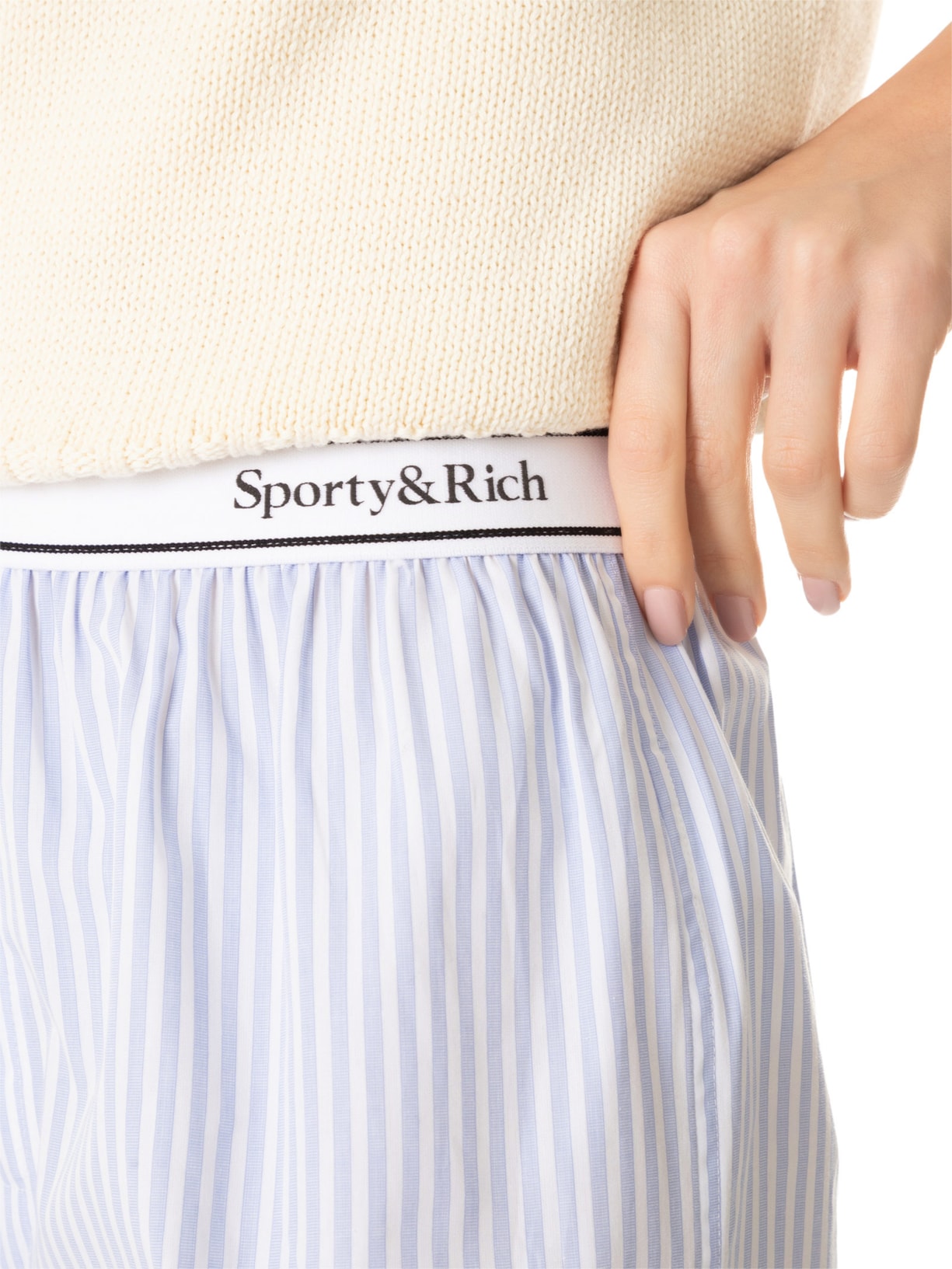 Short Feminino Serif Logo Boxer Azul  Sporty & Rich