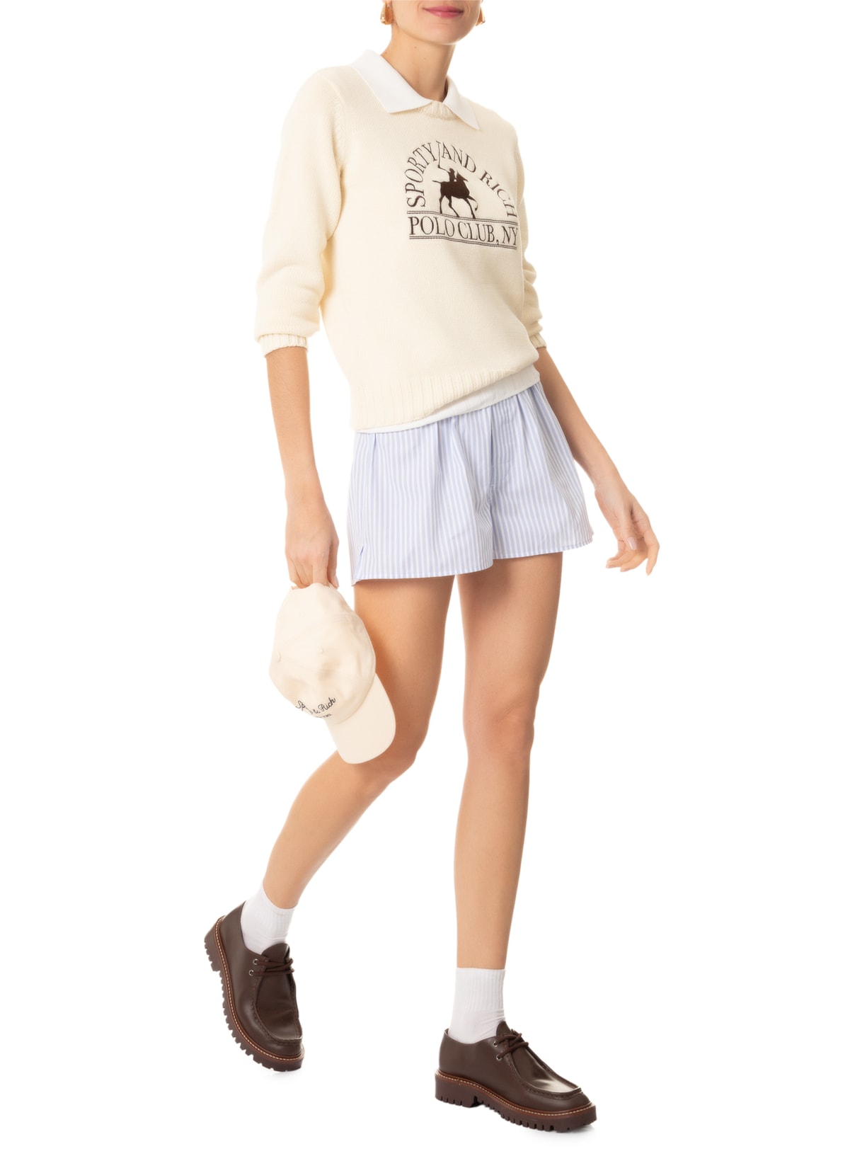 Short Feminino Serif Logo Boxer Azul  Sporty & Rich