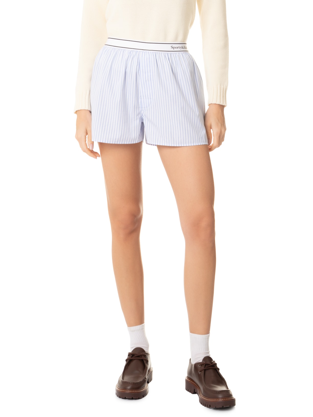 Short Feminino Serif Logo Boxer Azul  Sporty & Rich