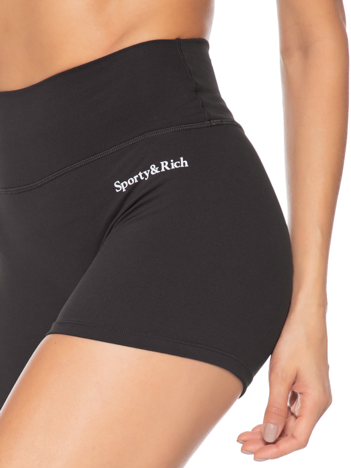 Short Feminino Serif Logo Mini Biker Marrom Sporty & Rich