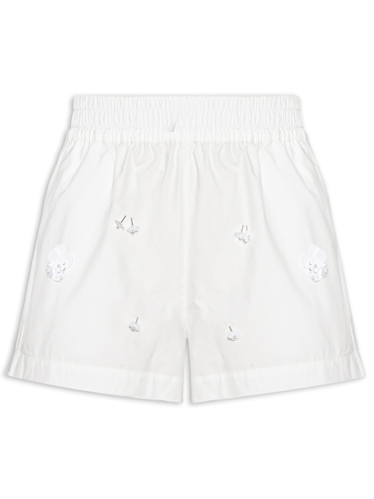 Short Feminino Tricoline Bordado - Branco