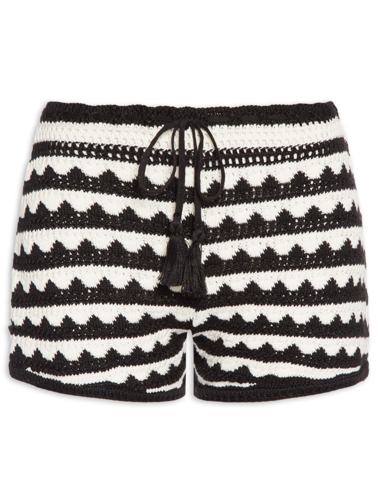 Short Feminino Tricot Bicolor - Preto