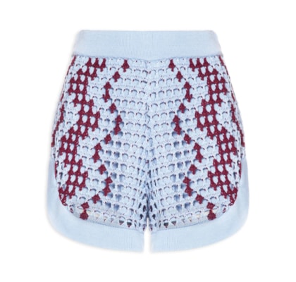 Short Feminino Tricot Listra Ondas - Azul