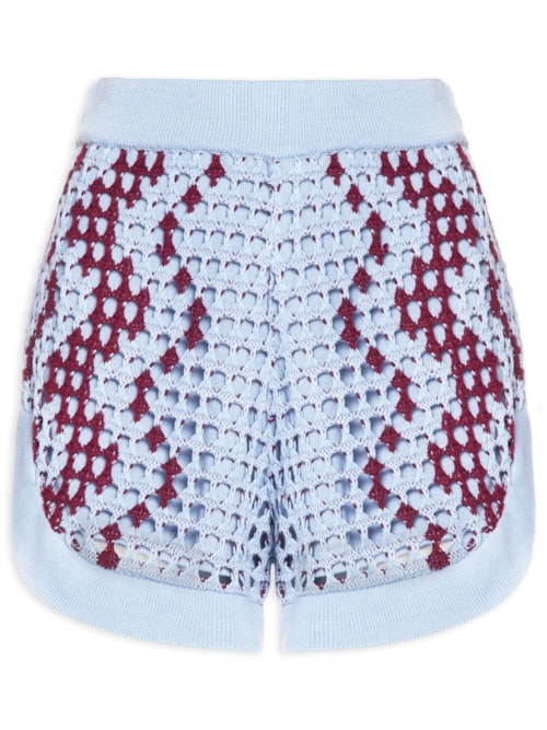 Short Feminino Tricot Listra Ondas - Azul