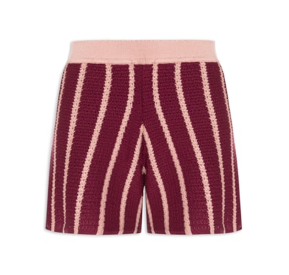 Short Feminino Tricot Listrado - Rosa