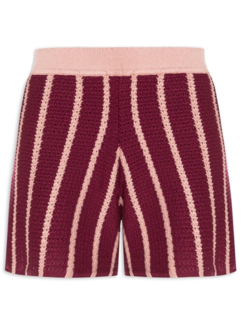 Short Feminino Tricot Listrado - Rosa