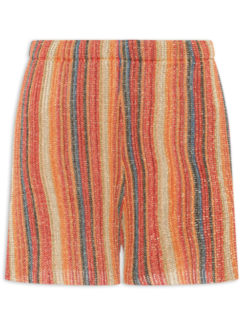Short Feminino Tricot Listras - Vermelho