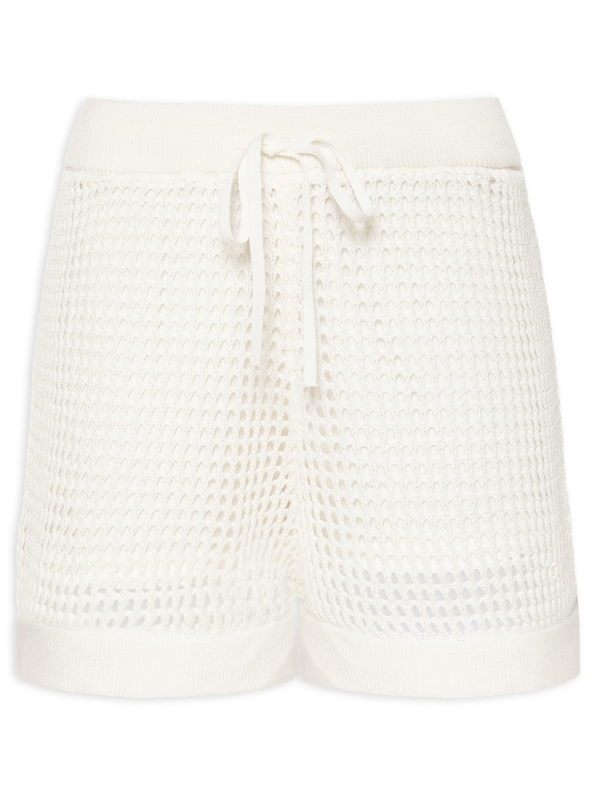 Short Feminino Tricot Ponto Aberto Branco Animale Jeans