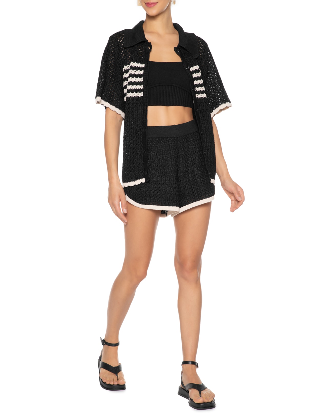 Short Feminino Tricot Preto Dress To