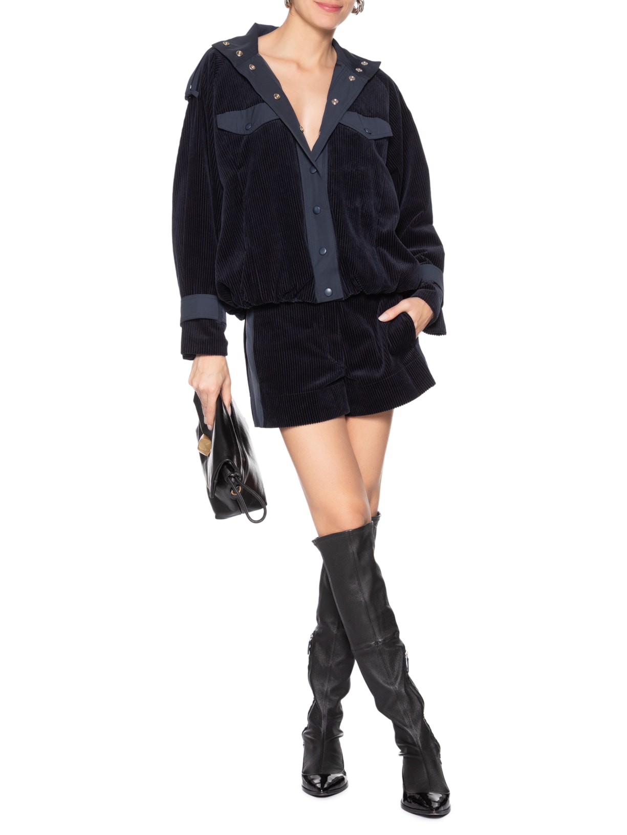 Short Feminino Veludo Ciclon Flora Azul Nk