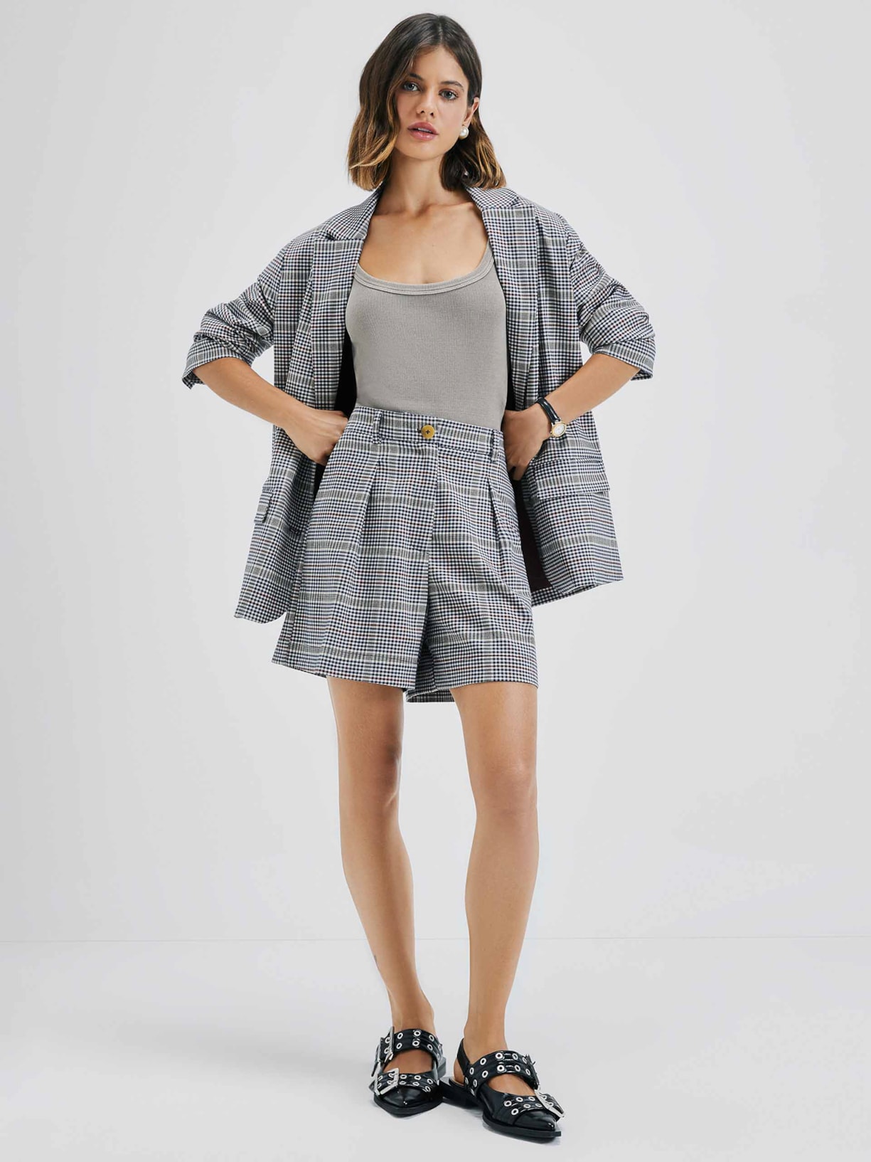 Short Feminino Xadrez - Preto