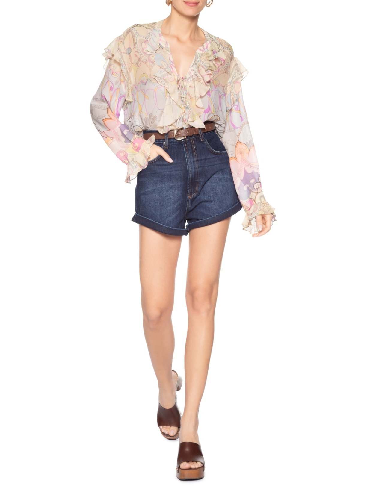 Short Jeans Curto Básico Azul Animale