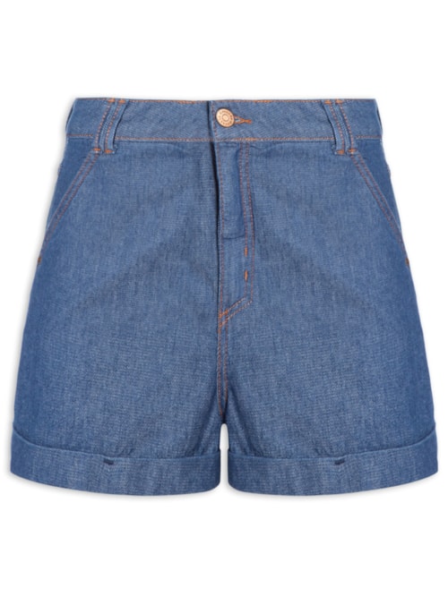 Short Jeans Feminino Alfaiataria - Azul