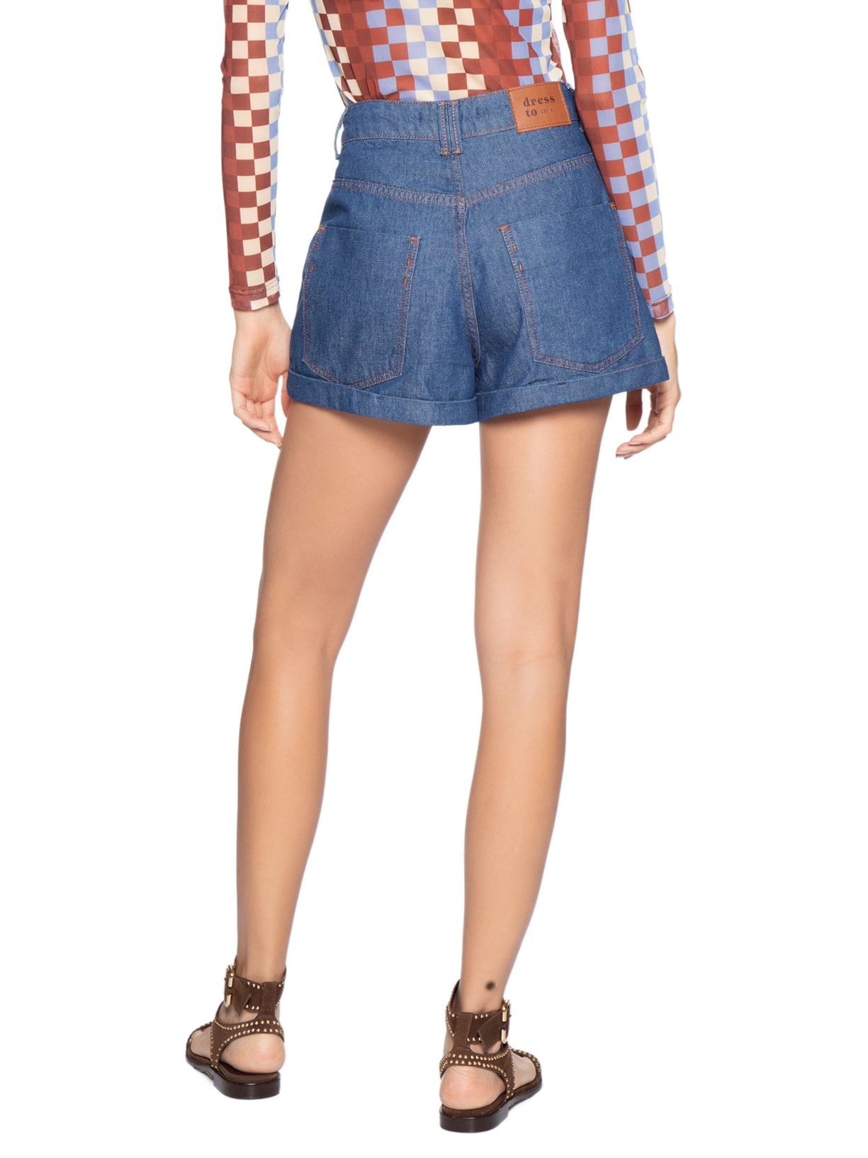 Short Jeans Feminino Alfaiataria Azul Dress To